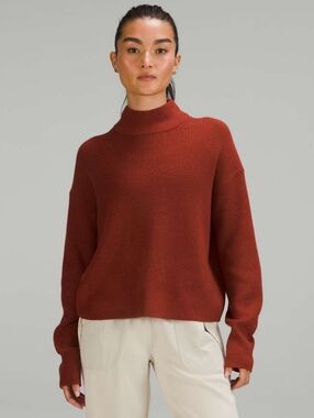 Lululemon Merino Wool-Blend Ribbed Turtleneck Sweater Cayenne